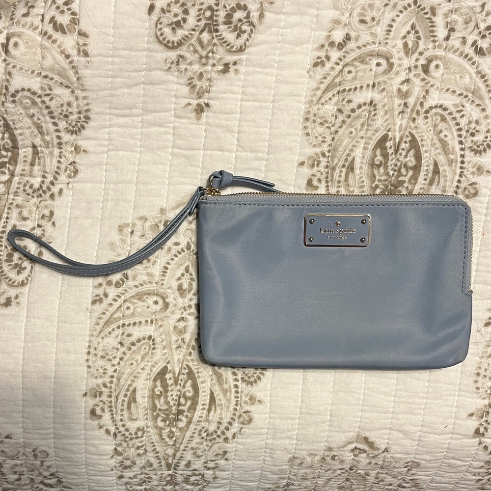 Kate Spade Dusty Blue Nylon Wristlet Clutch